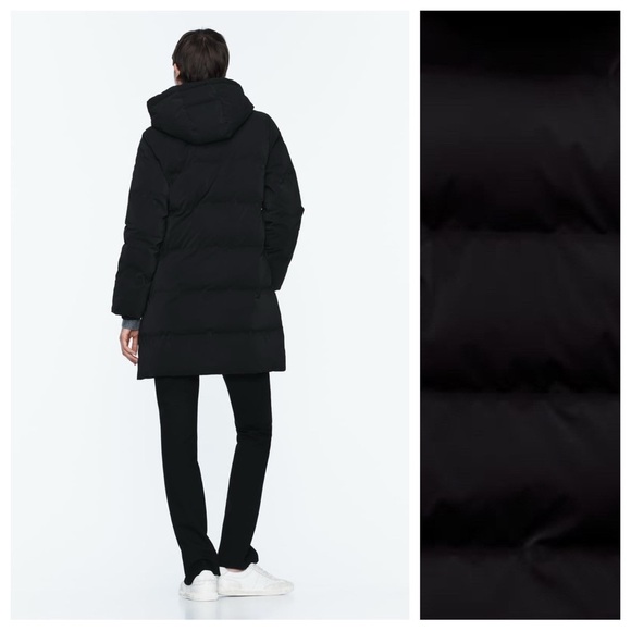 NWT Zara Black Quilted Windproof Jacket with Hood. Size L. - Picture 5 of 16